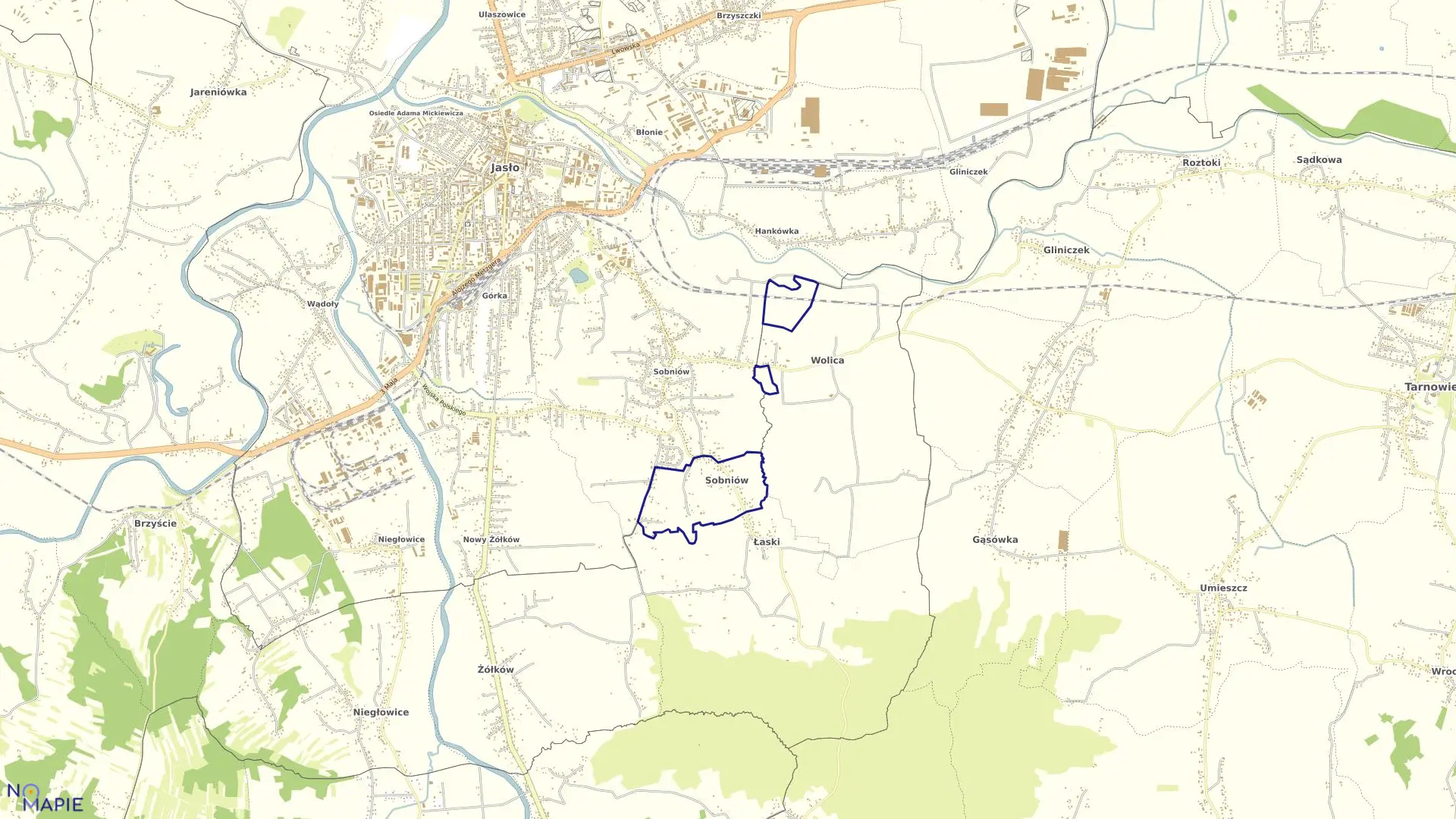 Mapa obrębu Sobniów w gminie Jasło