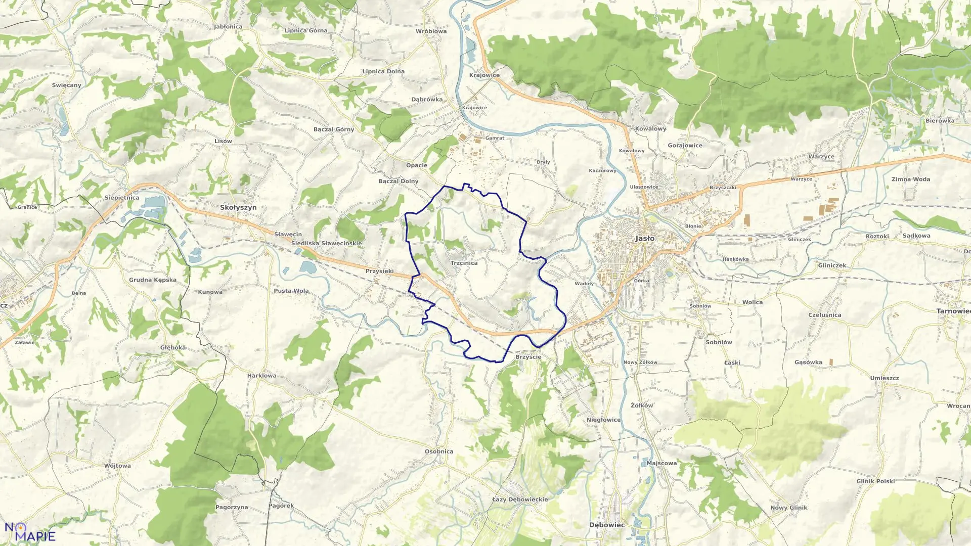 Mapa obrębu Trzcinica w gminie Jasło